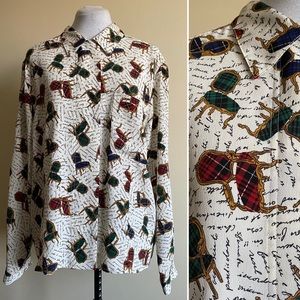 vintage 80s chair print blouse